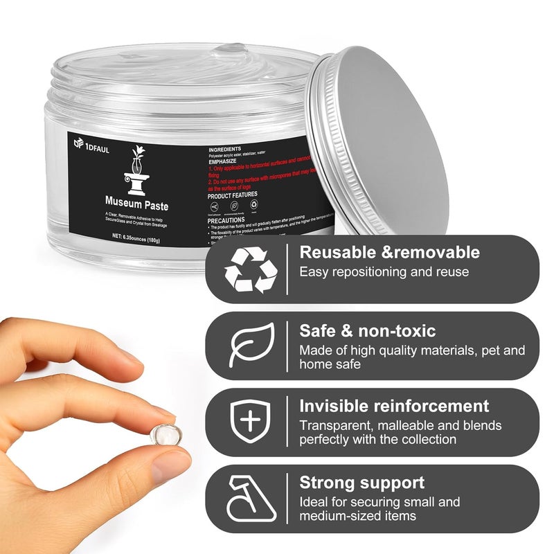 1DFAUL 6.35 oz Exhibits Fixing Gel for Museum, Removable Clear Museum Paste Putty Wax, Reusable & No Residue, Fixed Collection Artifacts and Decorations to Prevent Vibration, Falling - Image 4